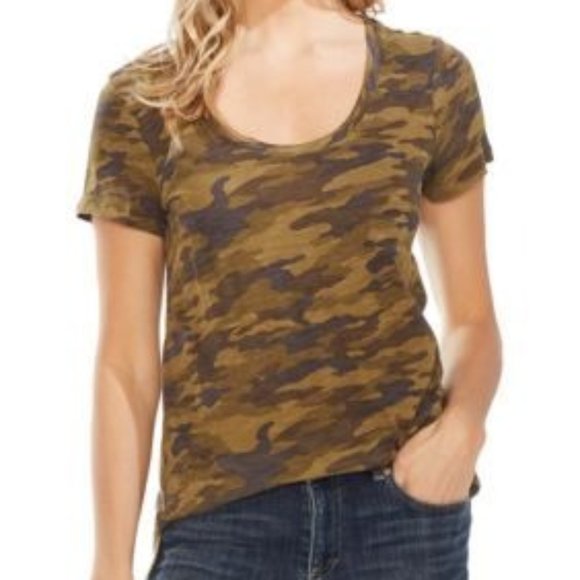 Vince Camuto Camo Scoop Neck T-Shirt XXS - Picture 2 of 3